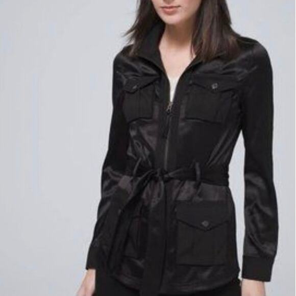 White House Black Market NWT Black Soft Utility Jacket Size 10P - Picture 1 of 9